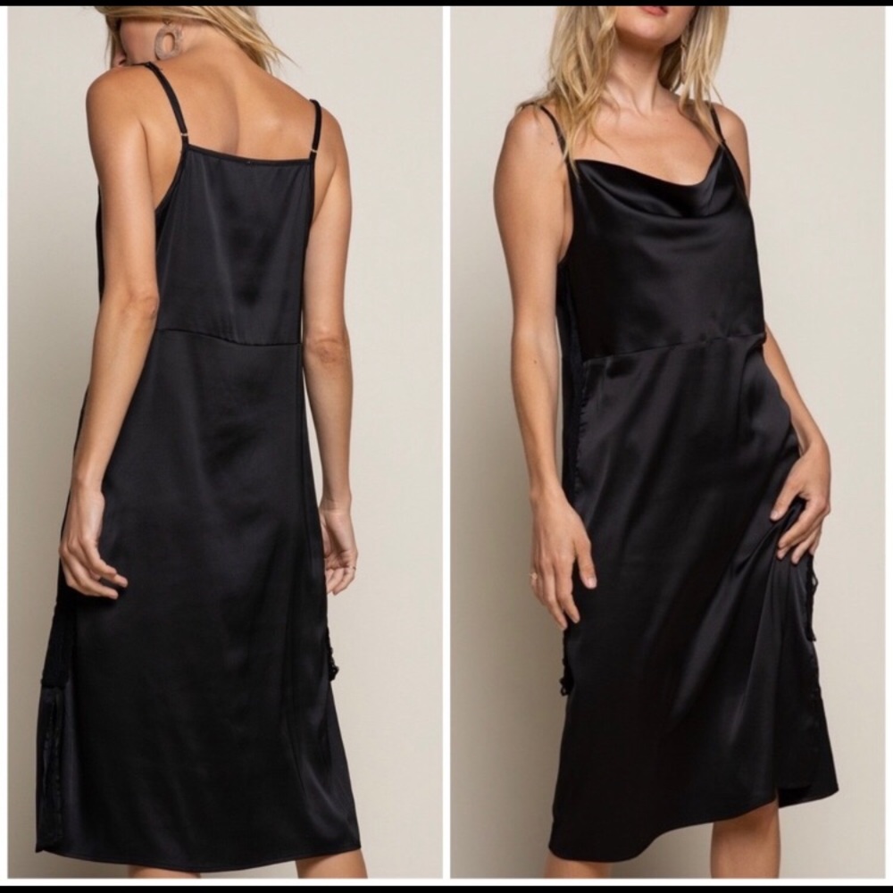 NWT- Simply Elegant POL Satin Cowl Draped Slip Dress - Picture 2 of 4